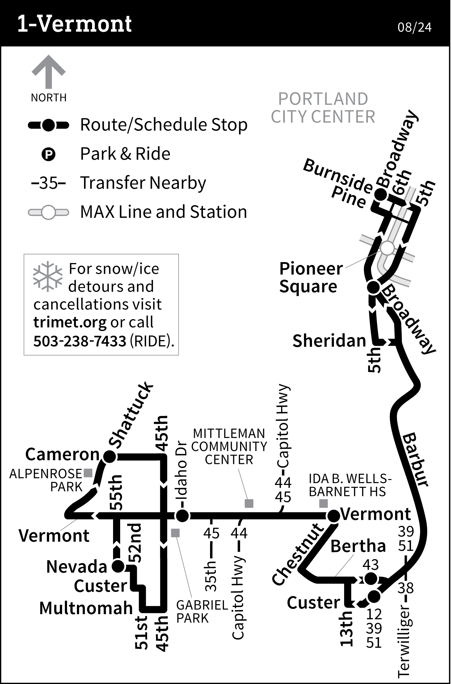 Bus Line 1 route map